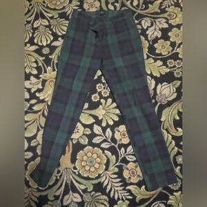 J. Crew Plaid Pants in Green and Blue